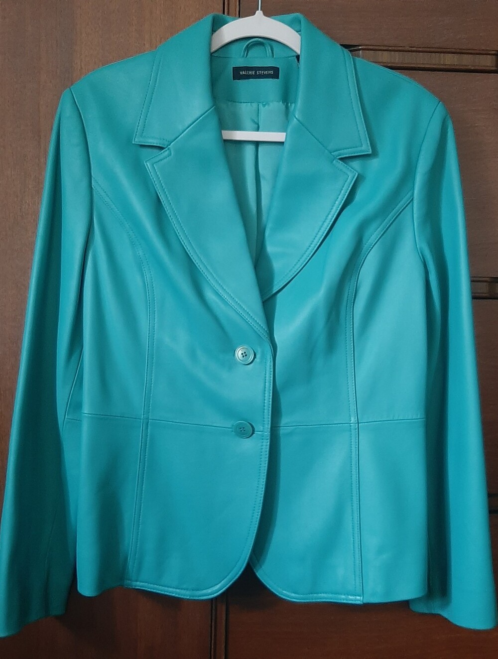 Valerie Stevens Turquoise Leather Blazer Jacket